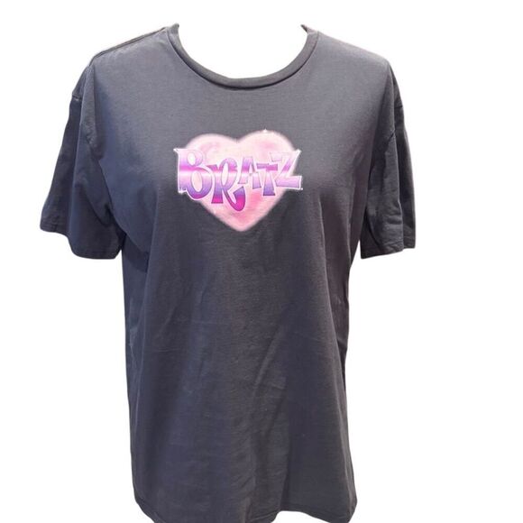 Bratz Tops - Bratz Women's Graphic T-Shirt Gray & Pink XL Standard Casual Top Y2K